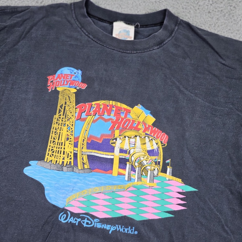 Vintage Planet Hollywood Shirt Mens XL Black Walt Disney World Graphic‎ 90s USA